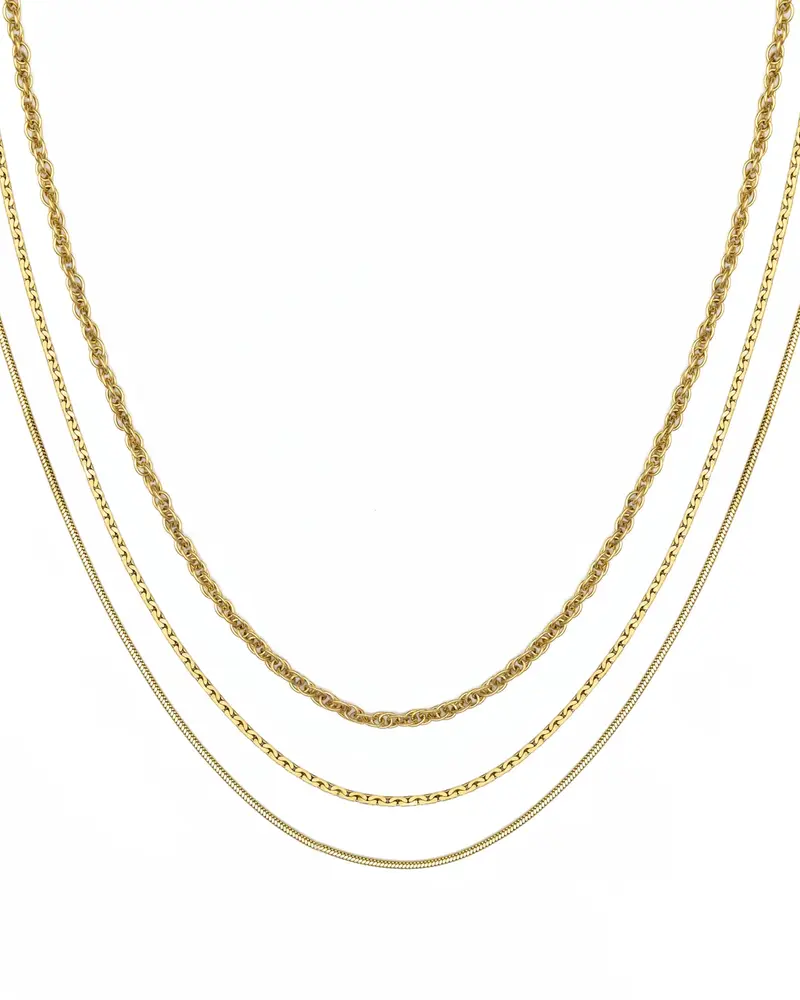 Brenda Grands 3 in 1 Layer Rope Necklace | Waterproof Gold