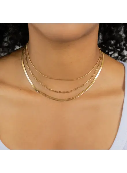 Brenda Grands 3 in 1 Paperclip Necklace | Waterproof Gold
