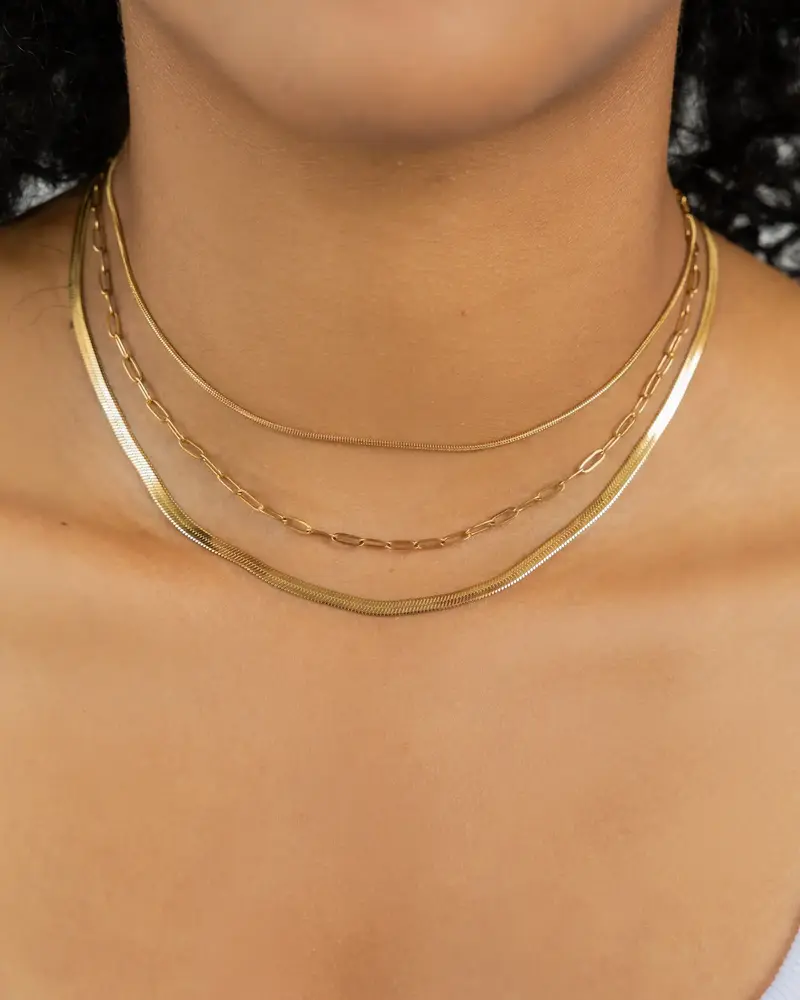 Brenda Grands 3 in 1 Paperclip Necklace | Waterproof Gold