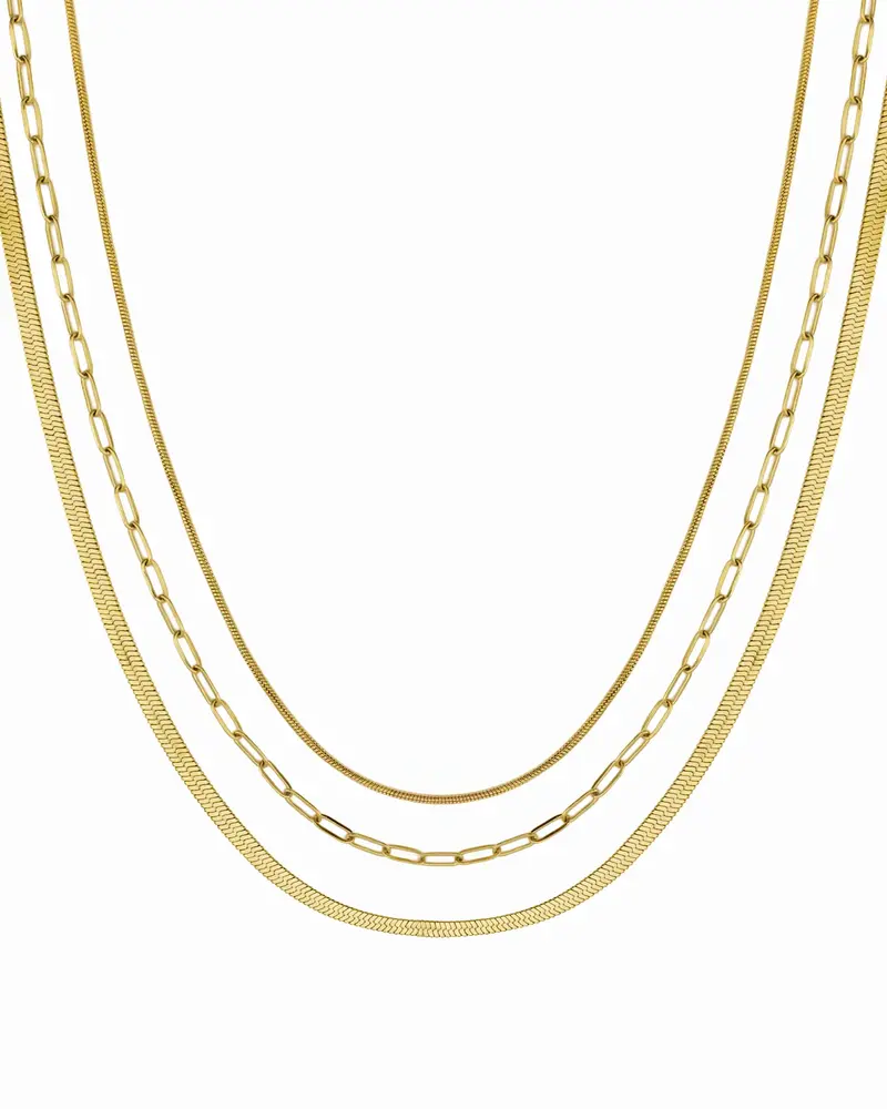 Brenda Grands 3 in 1 Paperclip Necklace | Waterproof Gold