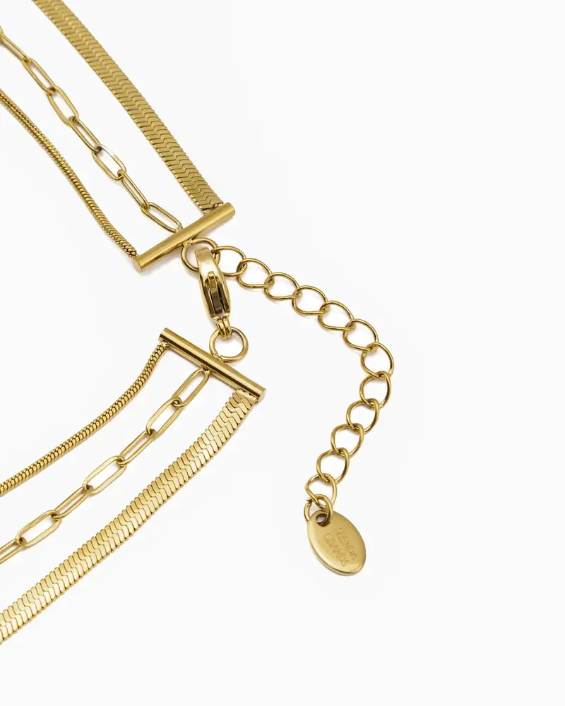 Brenda Grands 3 in 1 Paperclip Necklace | Waterproof Gold