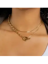 Brenda Grands Dual Chain Toggle Necklace | Waterproof Gold