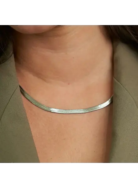 Brenda Grands Herringbone Necklace | Waterproof Silver