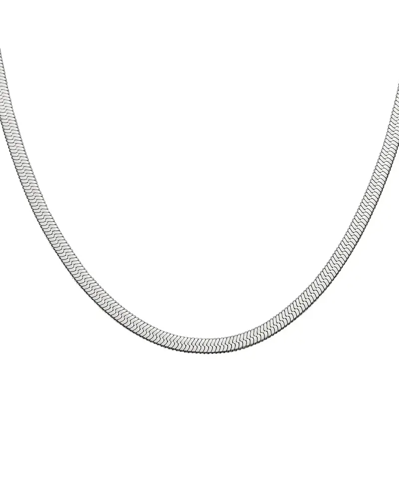 Brenda Grands Herringbone Necklace | Waterproof Silver