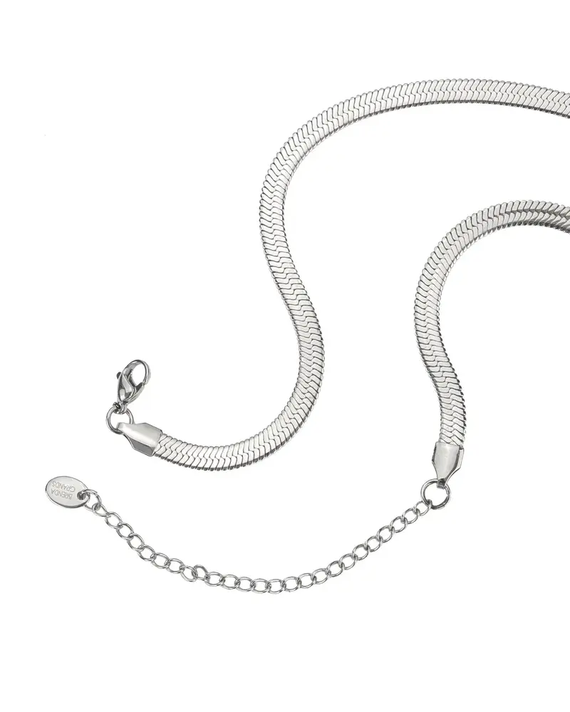 Brenda Grands Herringbone Necklace | Waterproof Silver