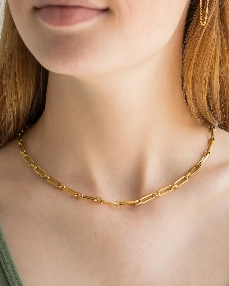 Brenda Grands Paperclip Chain Necklace | Waterproof Gold