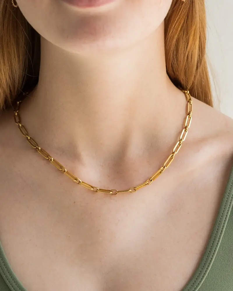 Brenda Grands Paperclip Chain Necklace | Waterproof Gold