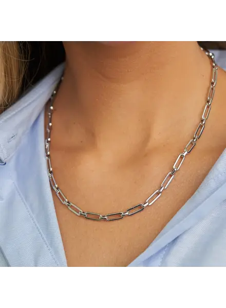 Brenda Grands Paperclip Chain Necklace | Waterproof Silver