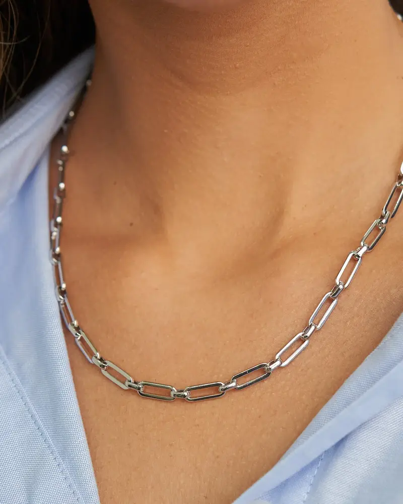 Brenda Grands Paperclip Chain Necklace | Waterproof Silver
