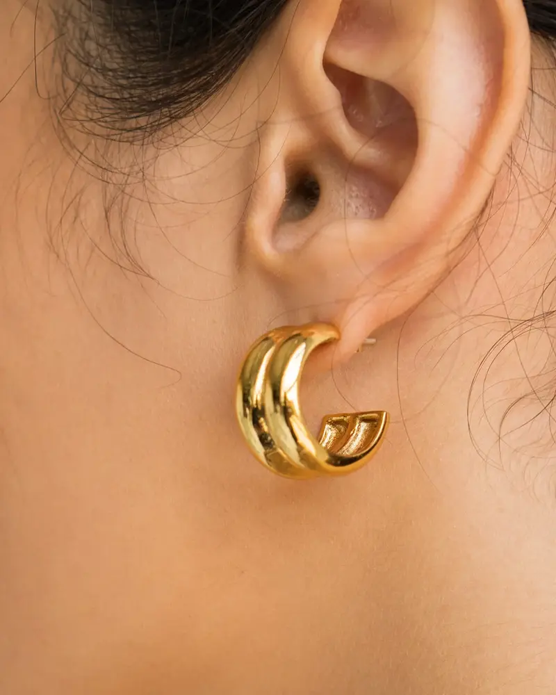 Brenda Grands Waterproof Twin Gold Hoops