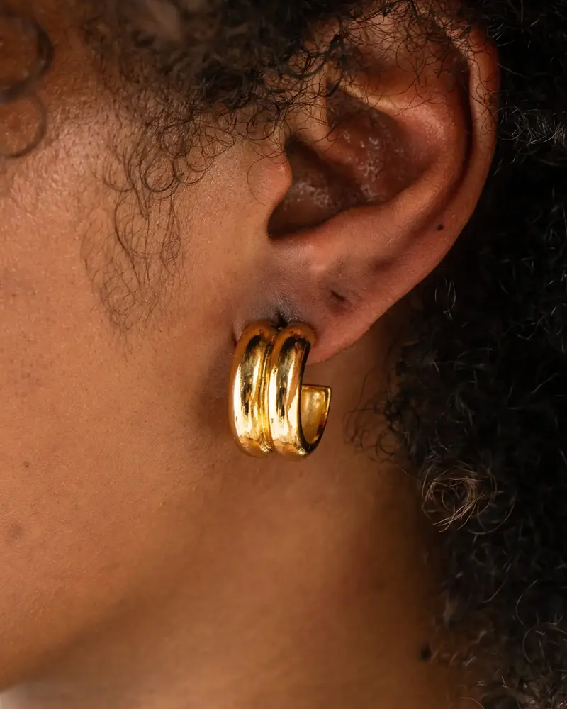 Brenda Grands Waterproof Twin Gold Hoops