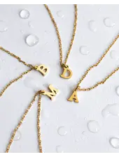 Brenda Grands Dainty Initial Necklace | Waterproof Gold