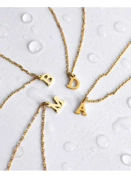 Brenda Grands Dainty Initial Necklace | Waterproof Gold