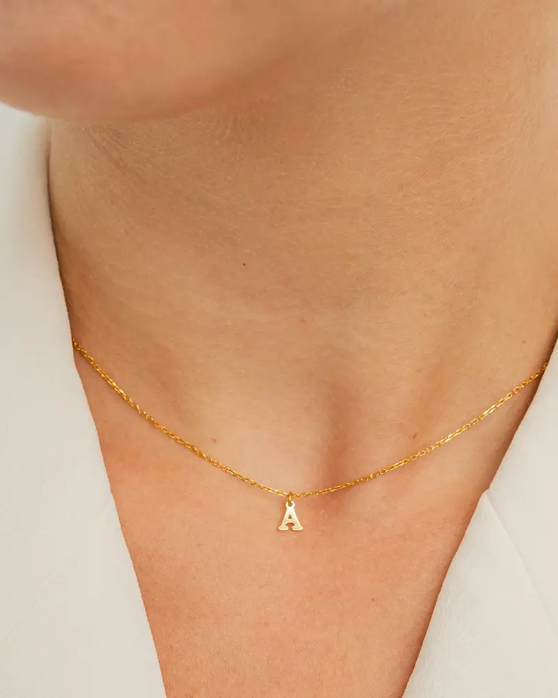Brenda Grands Dainty Initial Necklace | Waterproof Gold