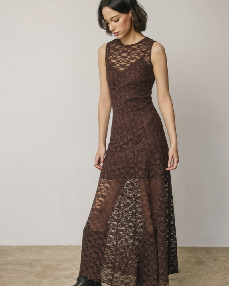 Nadia Lace Maxi Dress | Chocolate