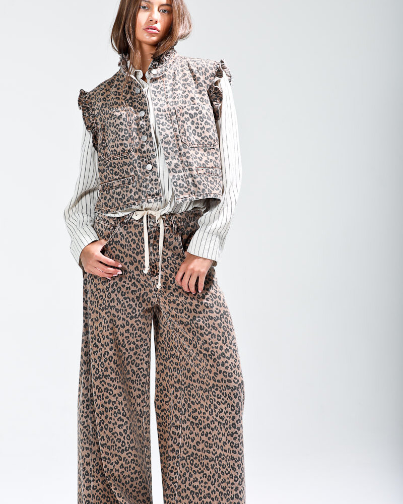 Ruffle Leopard Jacket Vest