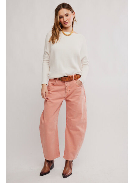Free People Good Luck Mid-Rise Barrel Jeans | Desert Petal