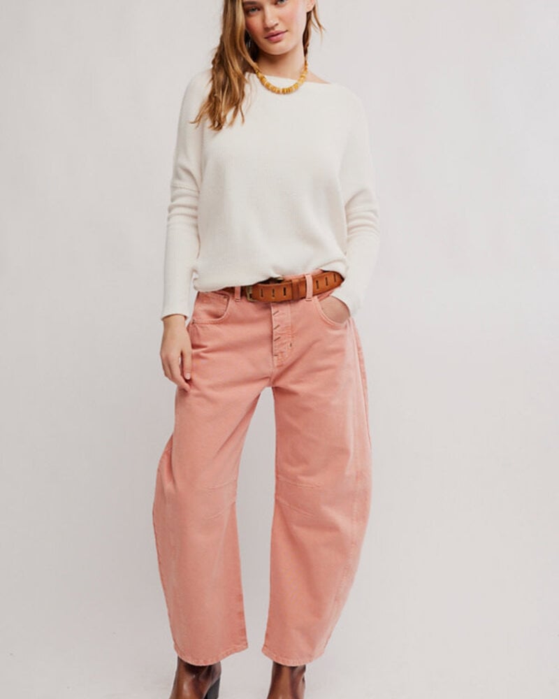 Free People Good Luck Mid-Rise Barrel Jeans | Desert Petal