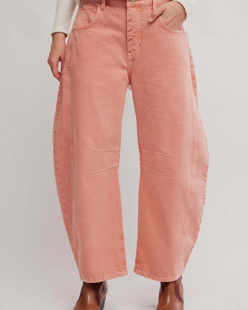 Free People Good Luck Mid-Rise Barrel Jeans | Desert Petal