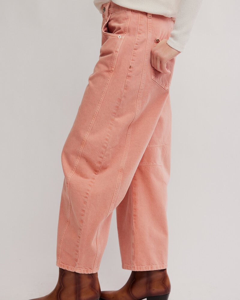 Free People Good Luck Mid-Rise Barrel Jeans | Desert Petal