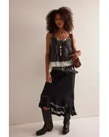 Free People Long Lost Lover Maxi Slip Skirt | Black