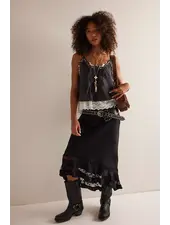 Free People Long Lost Lover Maxi Slip Skirt | Black