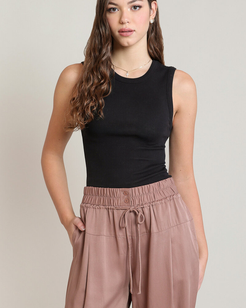 Aria Ribbed Tank | Black