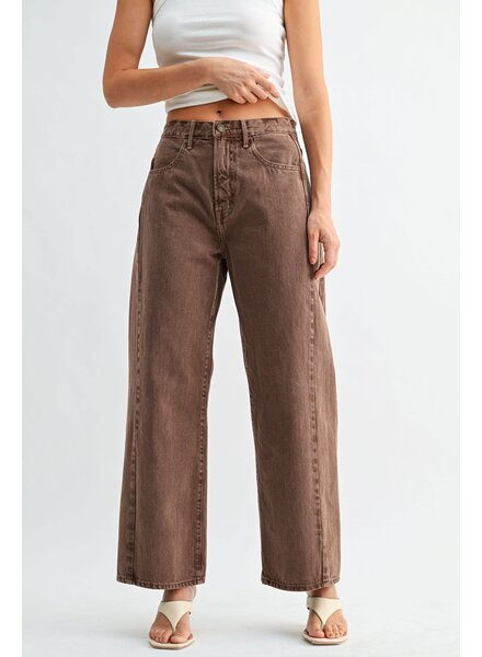 Just Black Denim High Rise Barrel Jean Twist | Vintage Brown