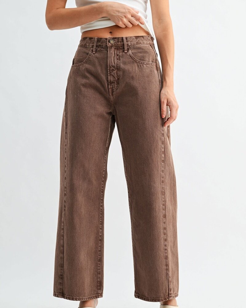 Just Black Denim High Rise Barrel Jean Twist | Vintage Brown
