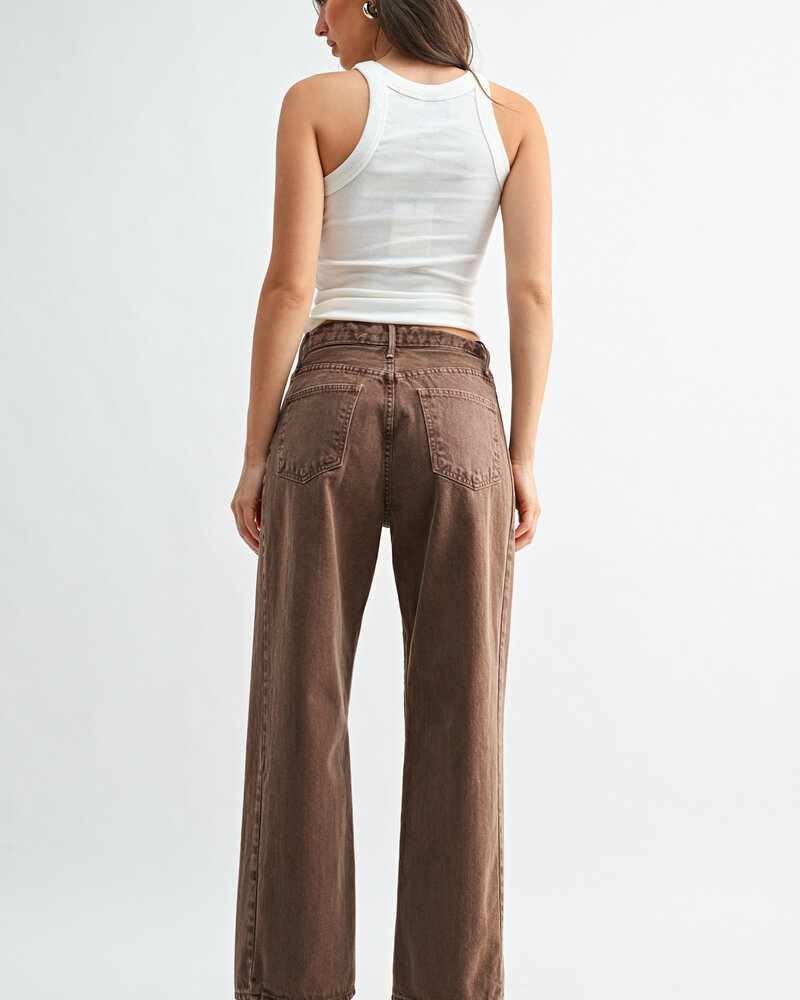 Just Black Denim High Rise Barrel Jean Twist | Vintage Brown