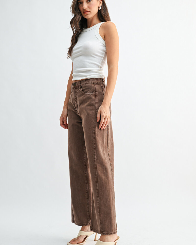 Just Black Denim High Rise Barrel Jean Twist | Vintage Brown