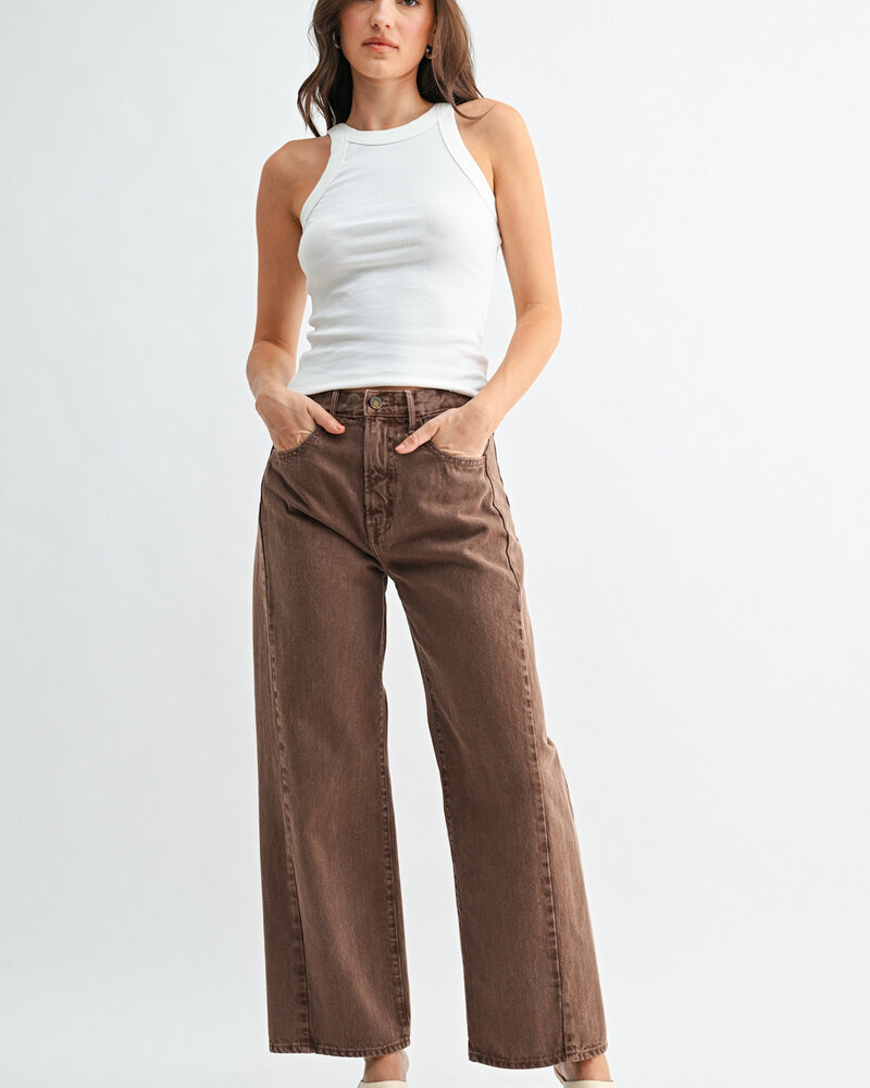 Just Black Denim High Rise Barrel Jean Twist | Vintage Brown