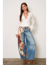 Kindle Barrel Jean | Horse Scarf Print