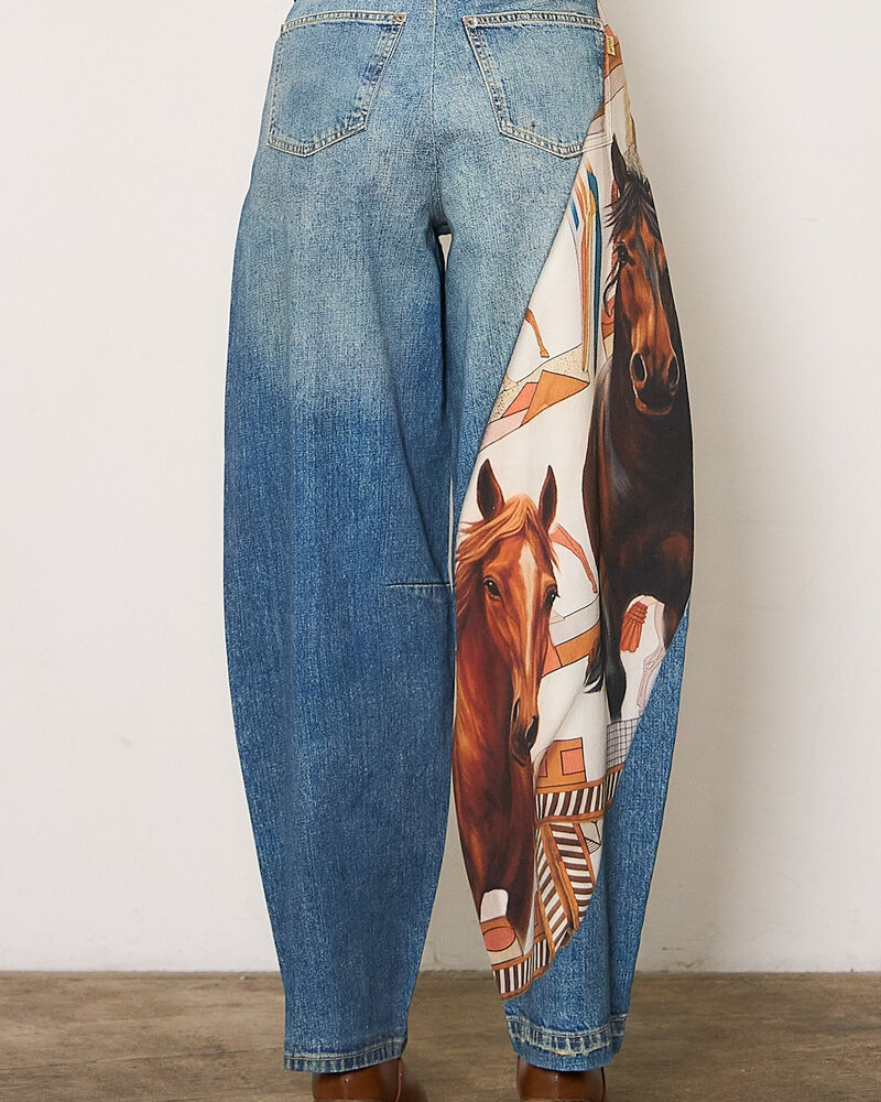 Kindle Barrel Jean | Horse Scarf Print