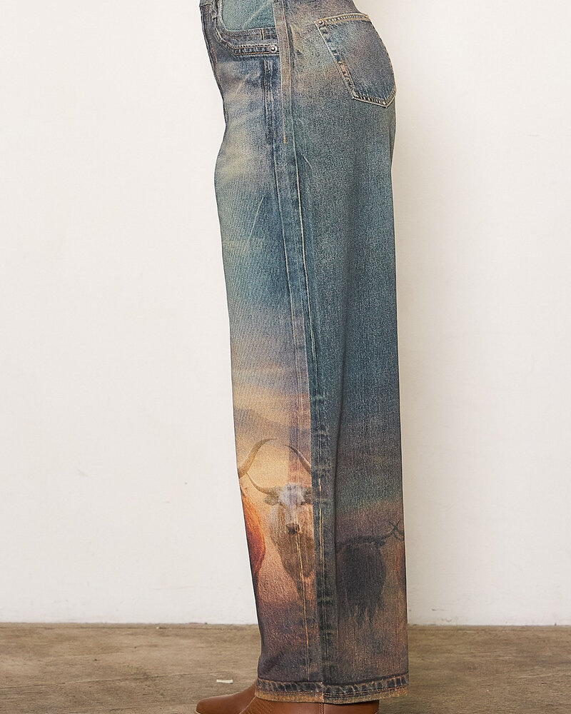 Kindle Barrel Jean | Long Horn Print