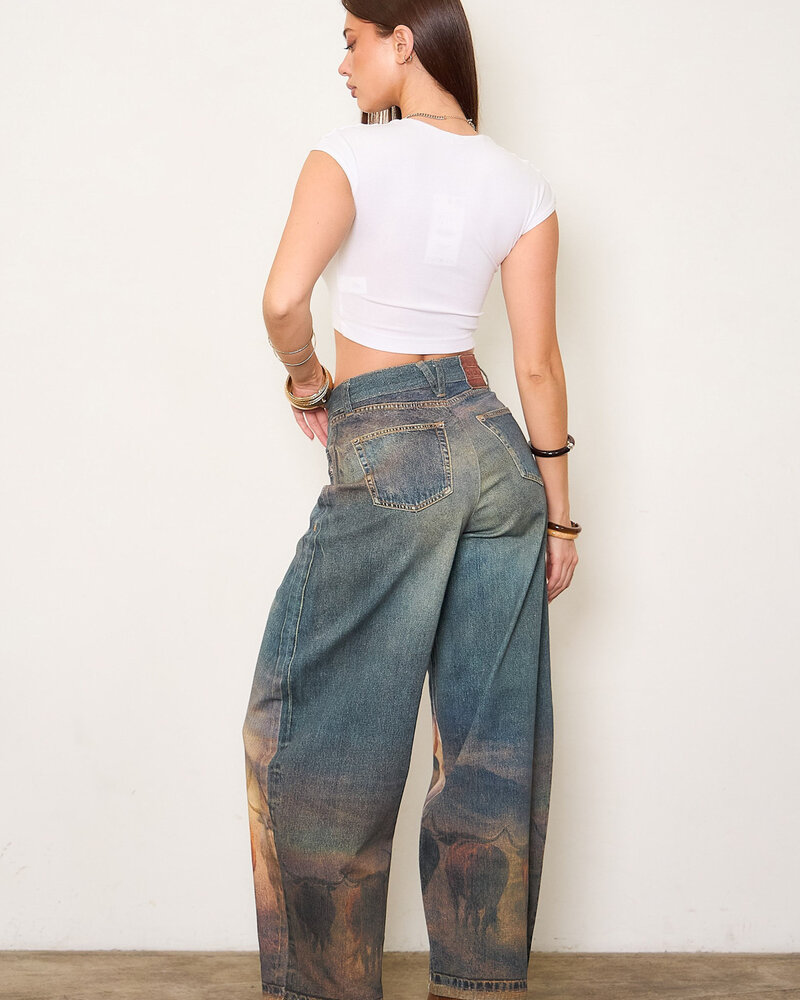 Kindle Barrel Jean | Long Horn Print