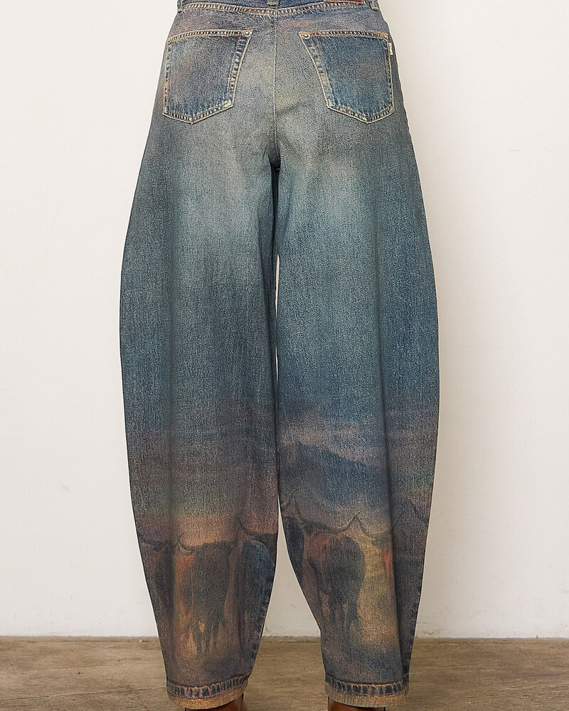 Kindle Barrel Jean | Long Horn Print