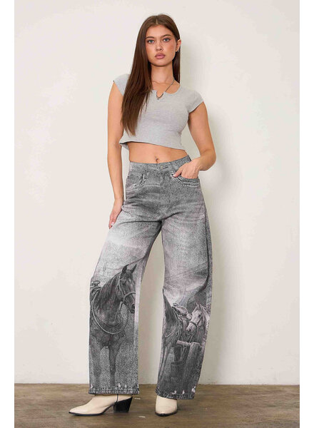 Kindle Barrel Jean | Horse Print