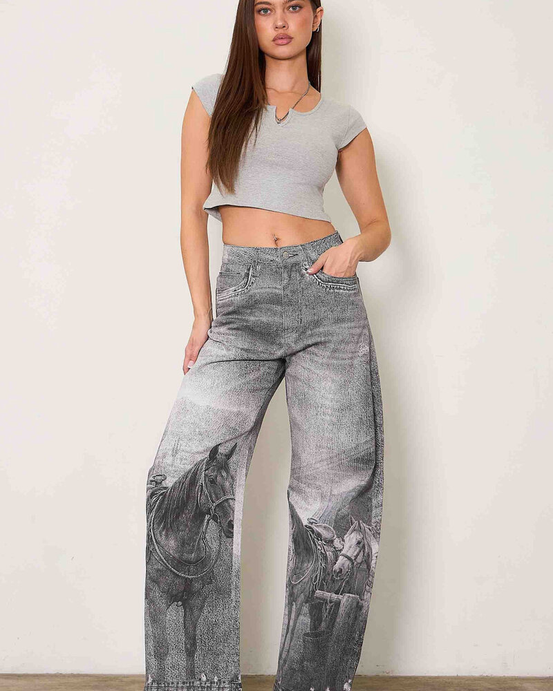 Kindle Barrel Jean | Horse Print
