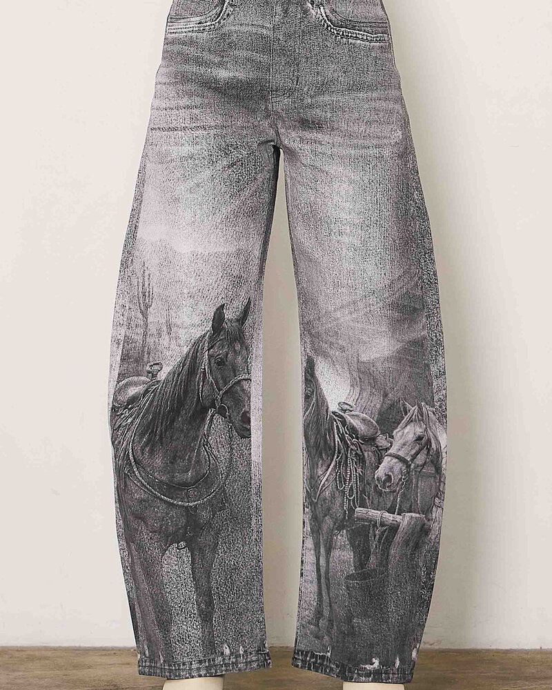 Kindle Barrel Jean | Horse Print