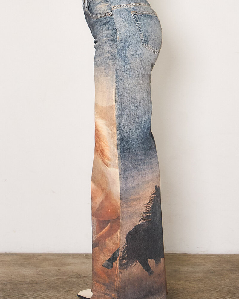 Kerdle Wide Leg Jean | Horse Print
