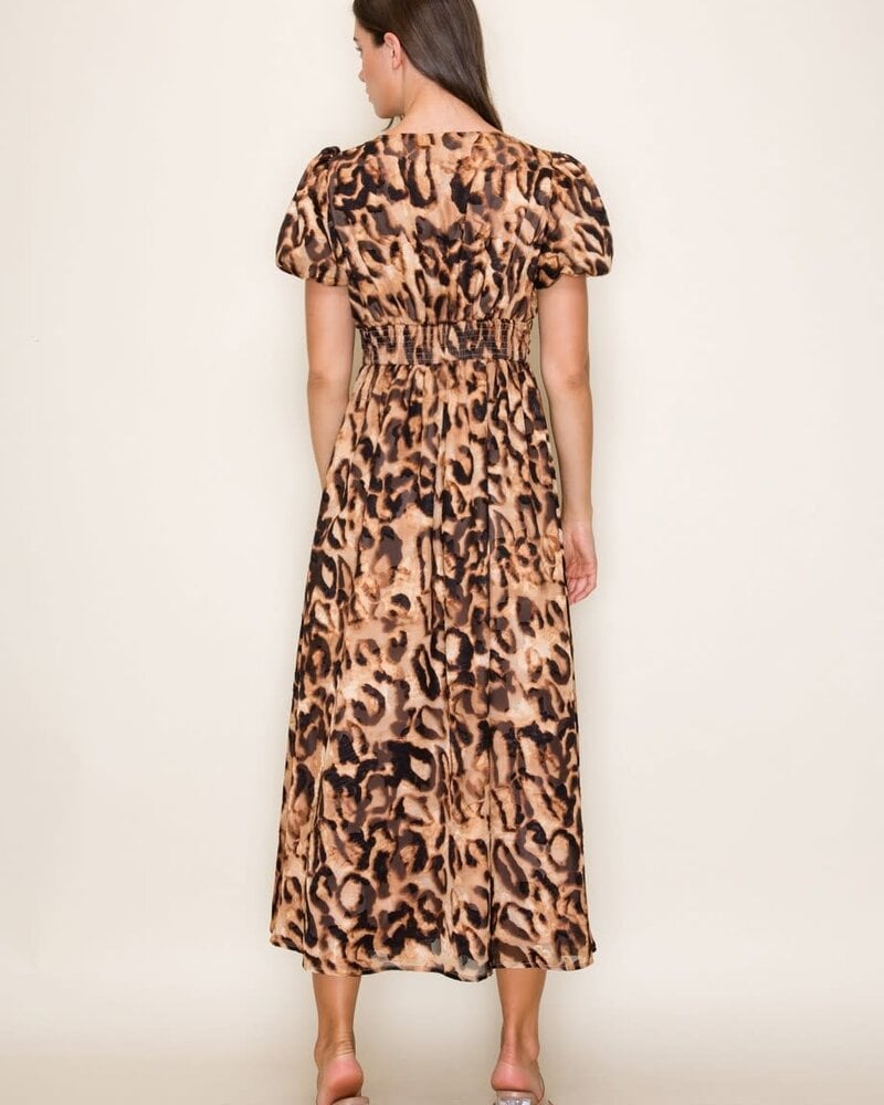 B.RIGHT Organza Leopard Midi Dress
