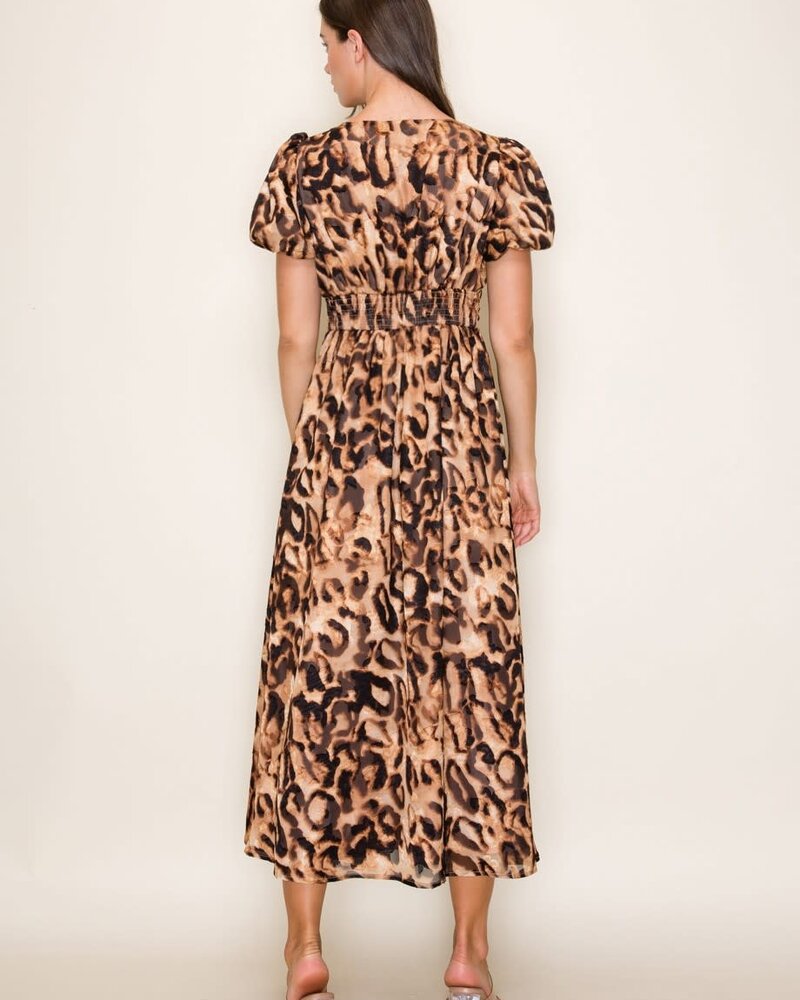 Organza Leopard Midi Dress