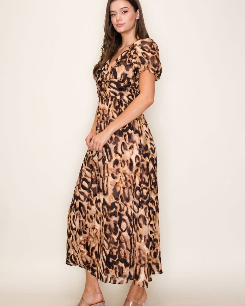 Organza Leopard Midi Dress