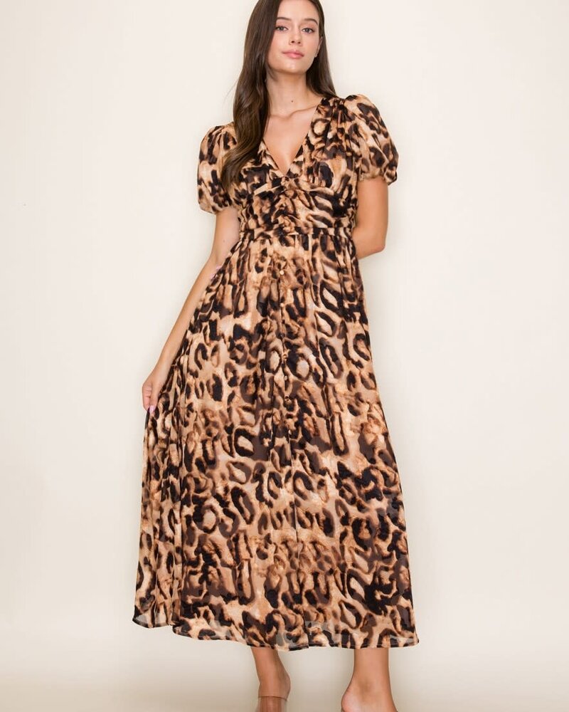 Organza Leopard Midi Dress