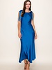 Camilia Solid Satin Midi Dress | Royal