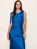 Camilia Solid Satin Midi Dress | Royal