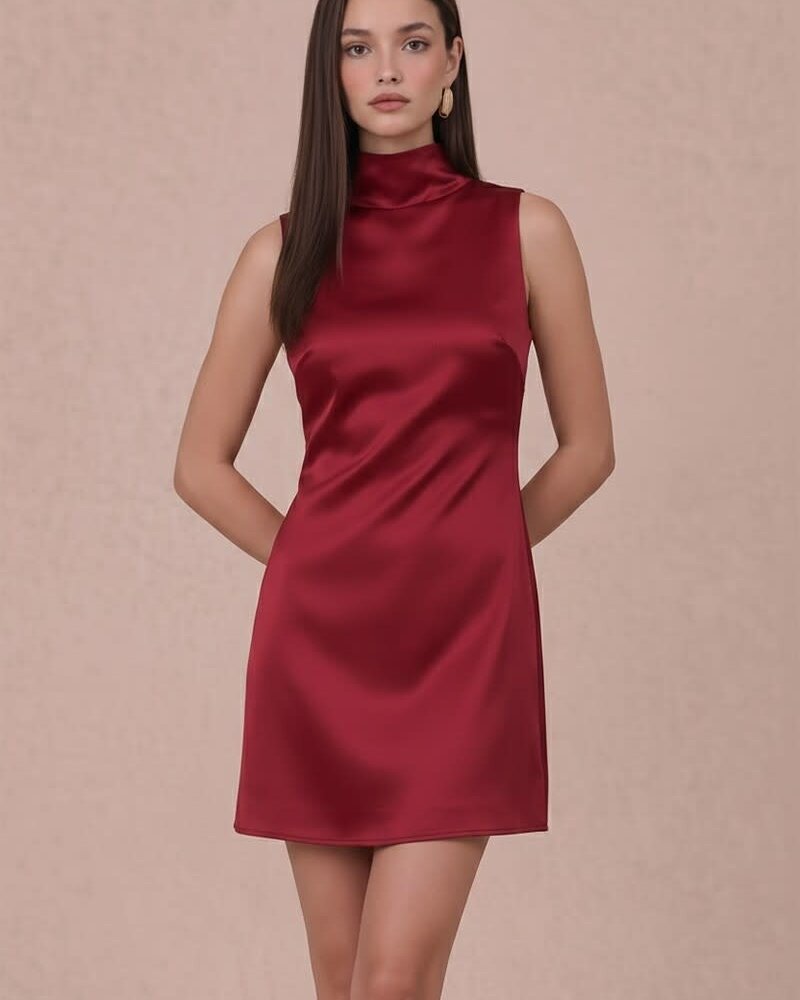 Organza Scarf Satin Mini Dress | Scarlet