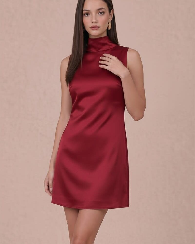 Organza Scarf Satin Mini Dress | Scarlet