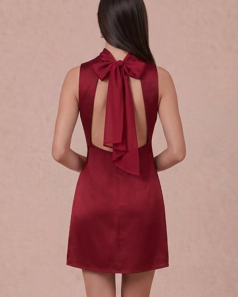 Organza Scarf Satin Mini Dress | Scarlet